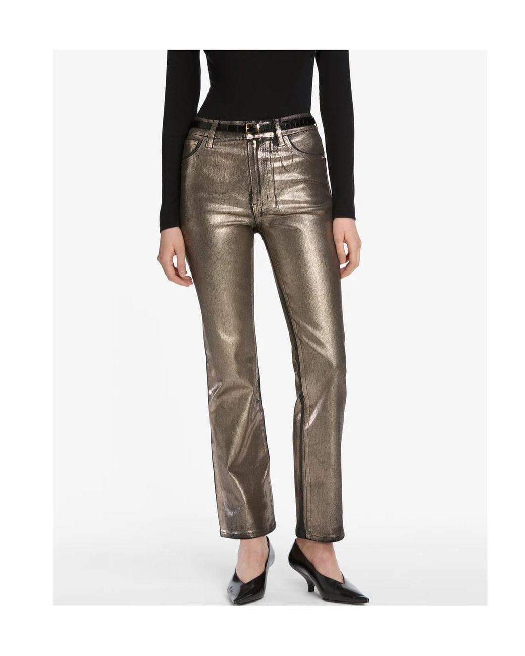 FRAME Gray Belt-Loop Trousers