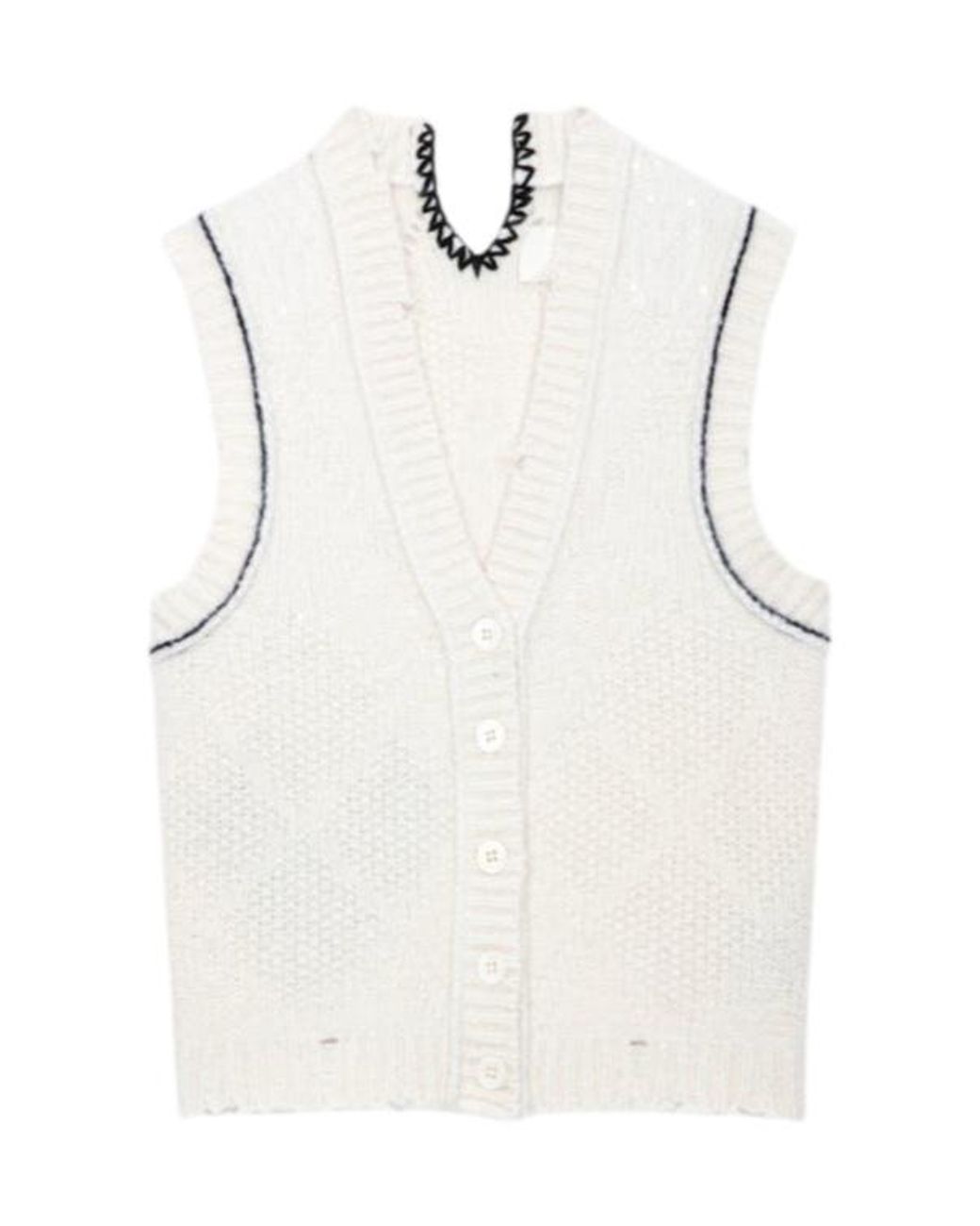 Zadig & Voltaire White Sequin-Embellished Chunky-Knit Vest