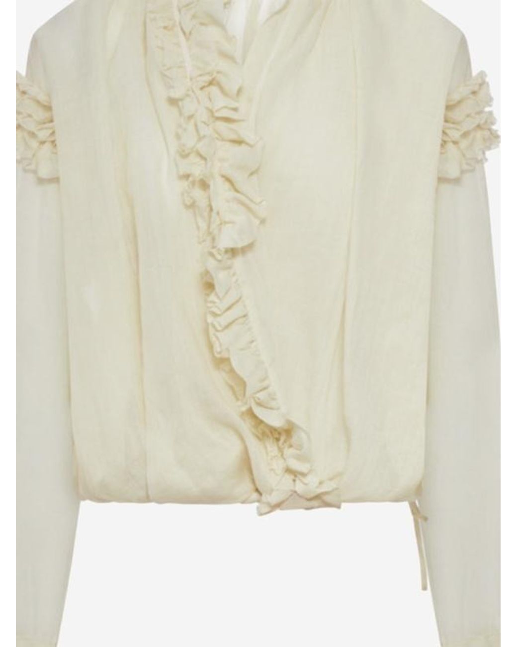 Dries Van Noten White Long Sleeve Ruffle Shirt
