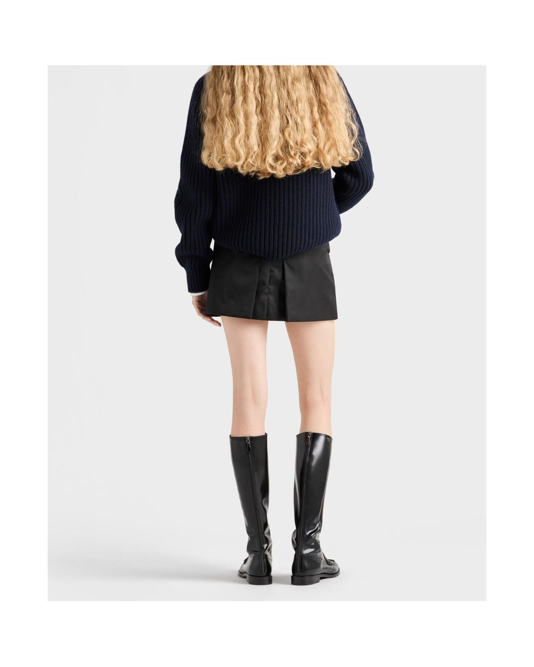 Prada Black Triangle-Logo Pleated Mini Skirt