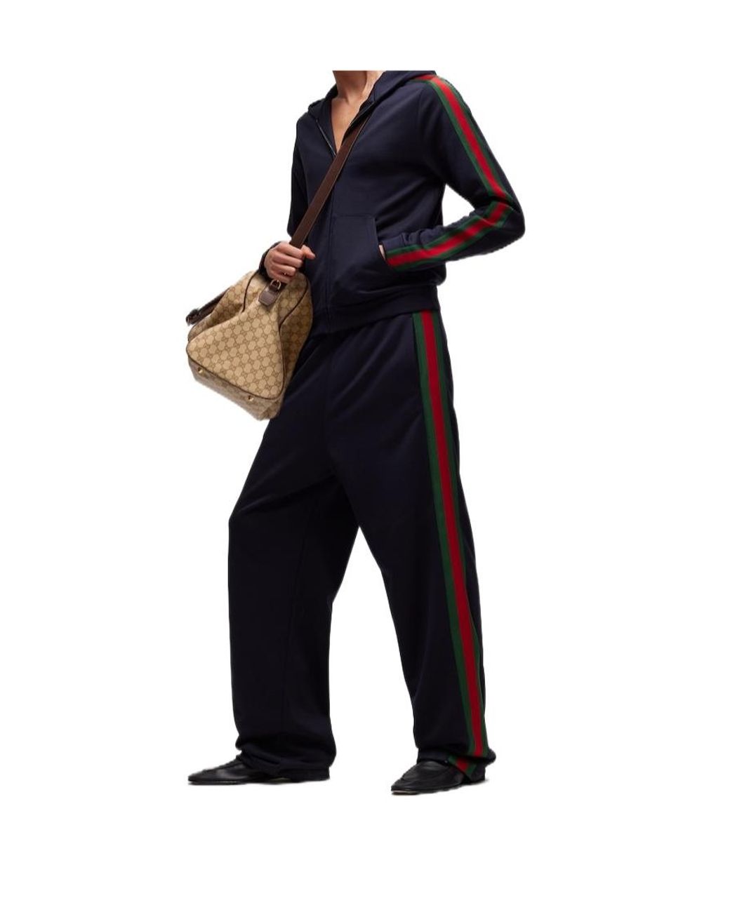 Gucci Blue Web Stripe Detailed Wide Leg Trousers for men