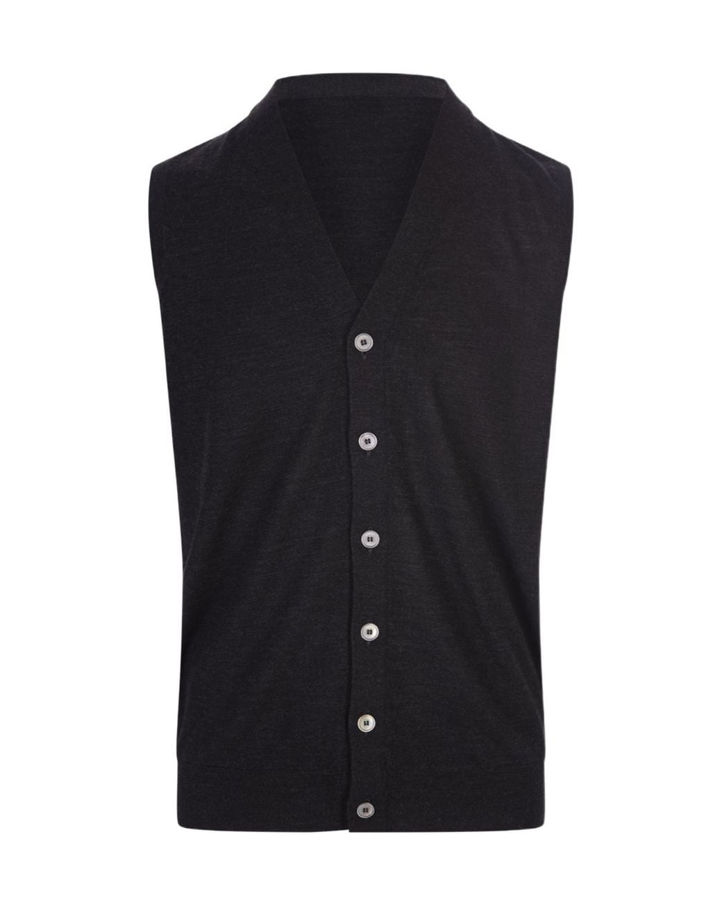 Fedeli Black Sleeveless V-Neck Cardigan for men