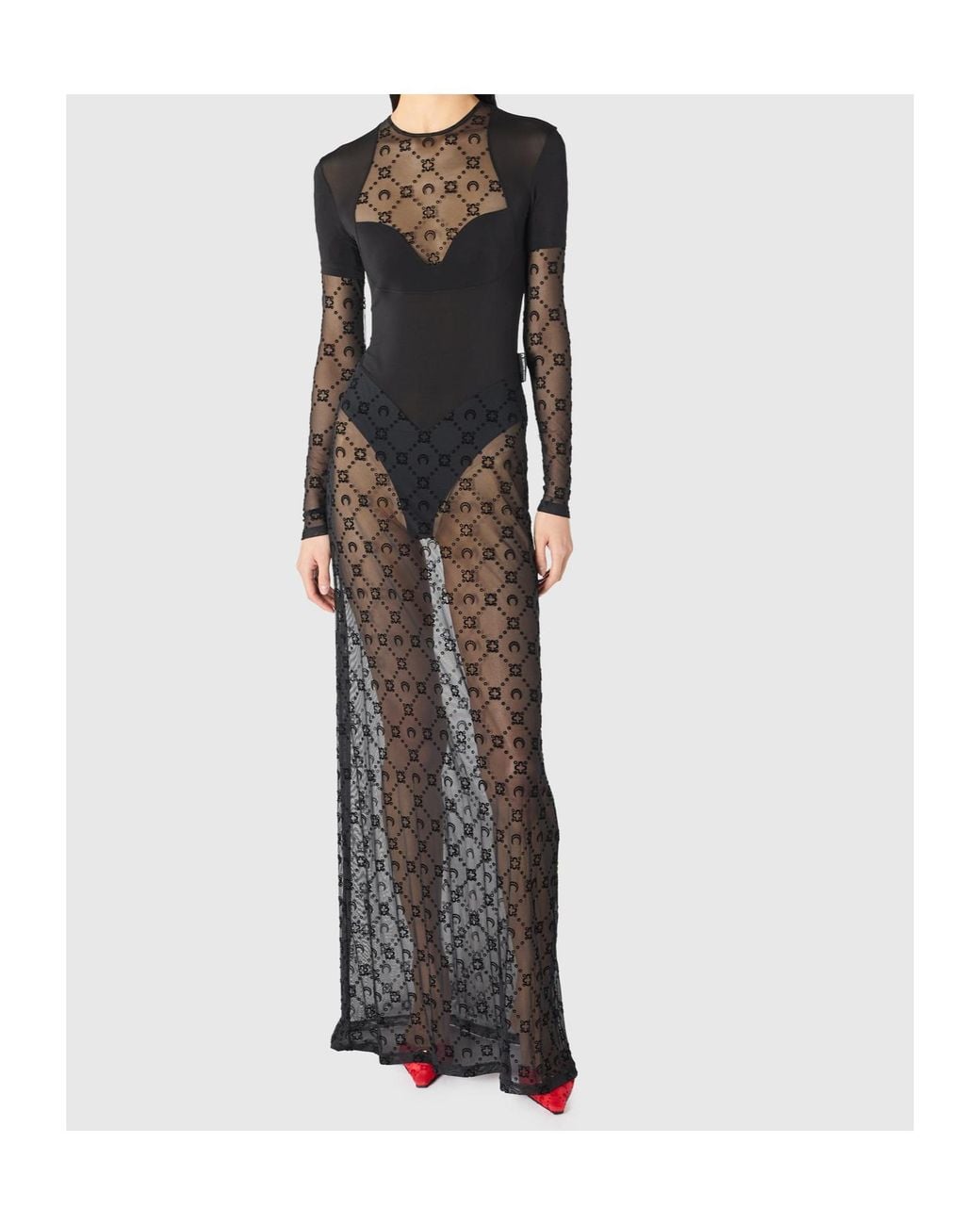 MARINE SERRE Black Layered Long Sleeved Dress