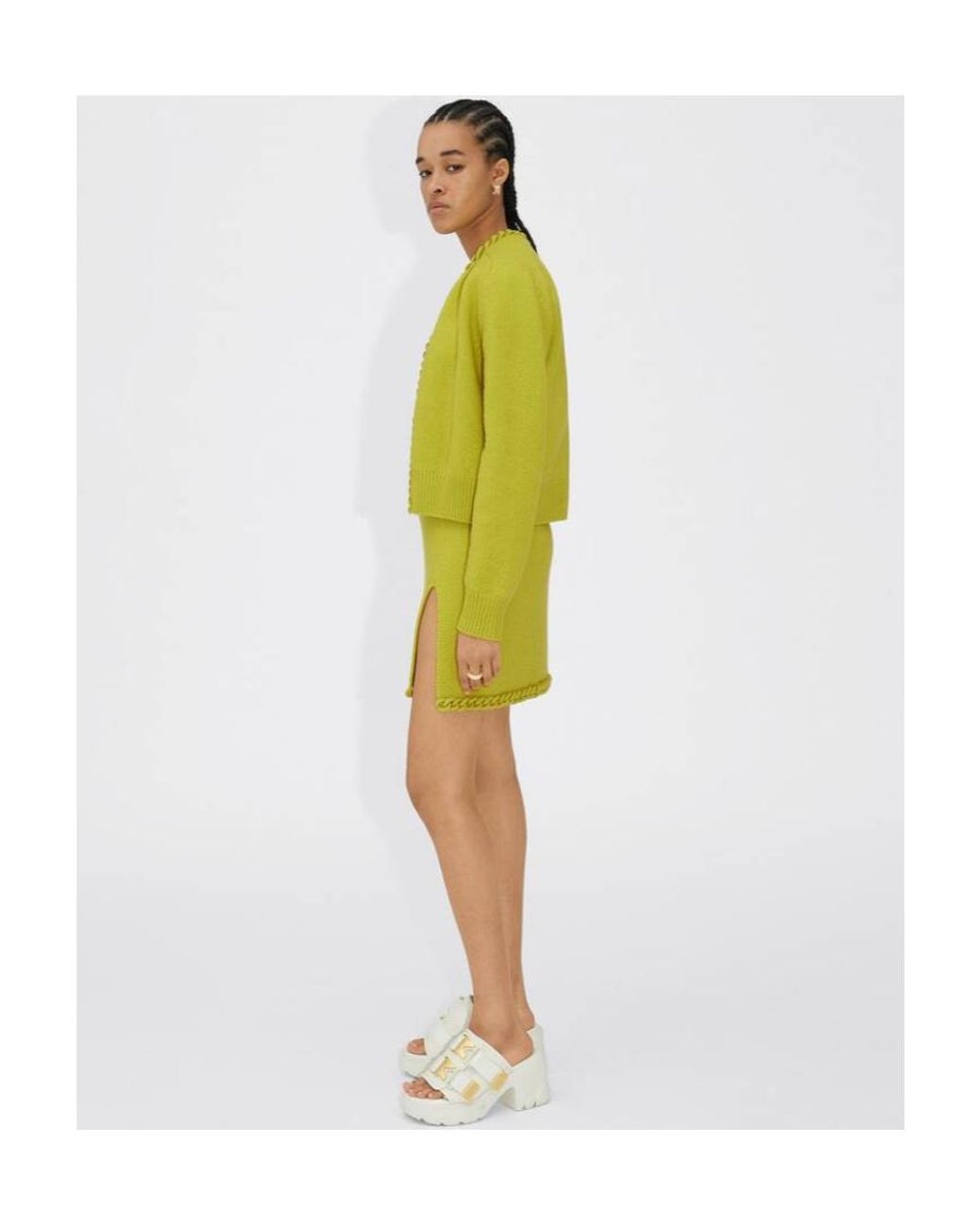Bottega Veneta Yellow High-Waisted Knit Mini Skirt