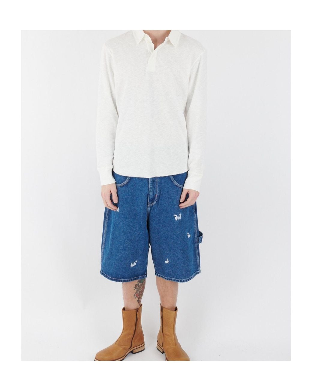 Carne Bollente Blue Denim Shorts With Belt Loops for men