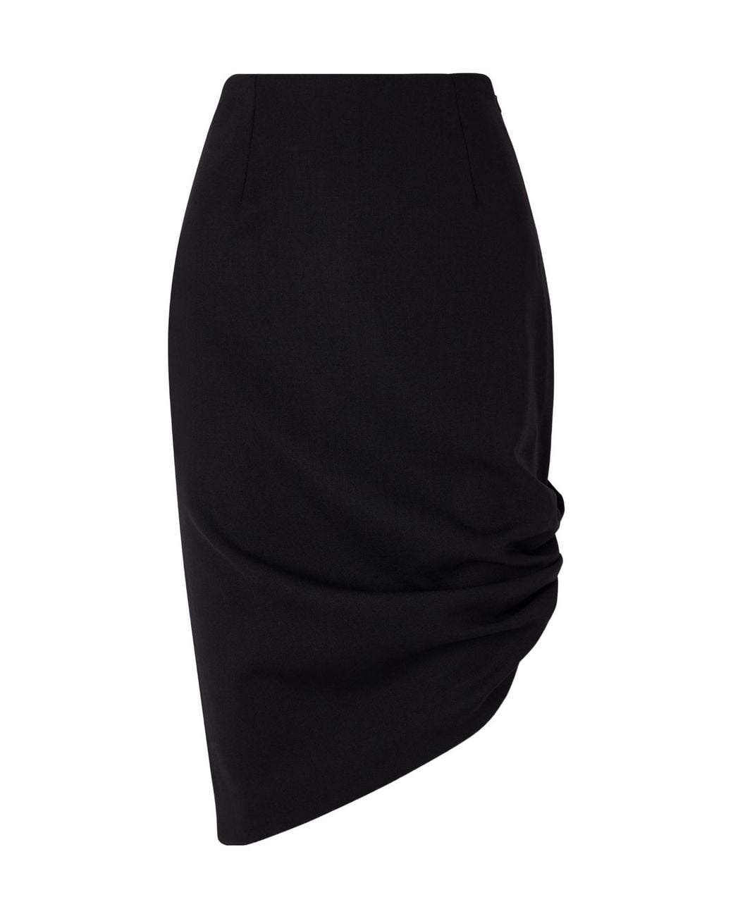 Carolina Herrera Blue Asymmetrical Stretch-Wool Midi Skirt