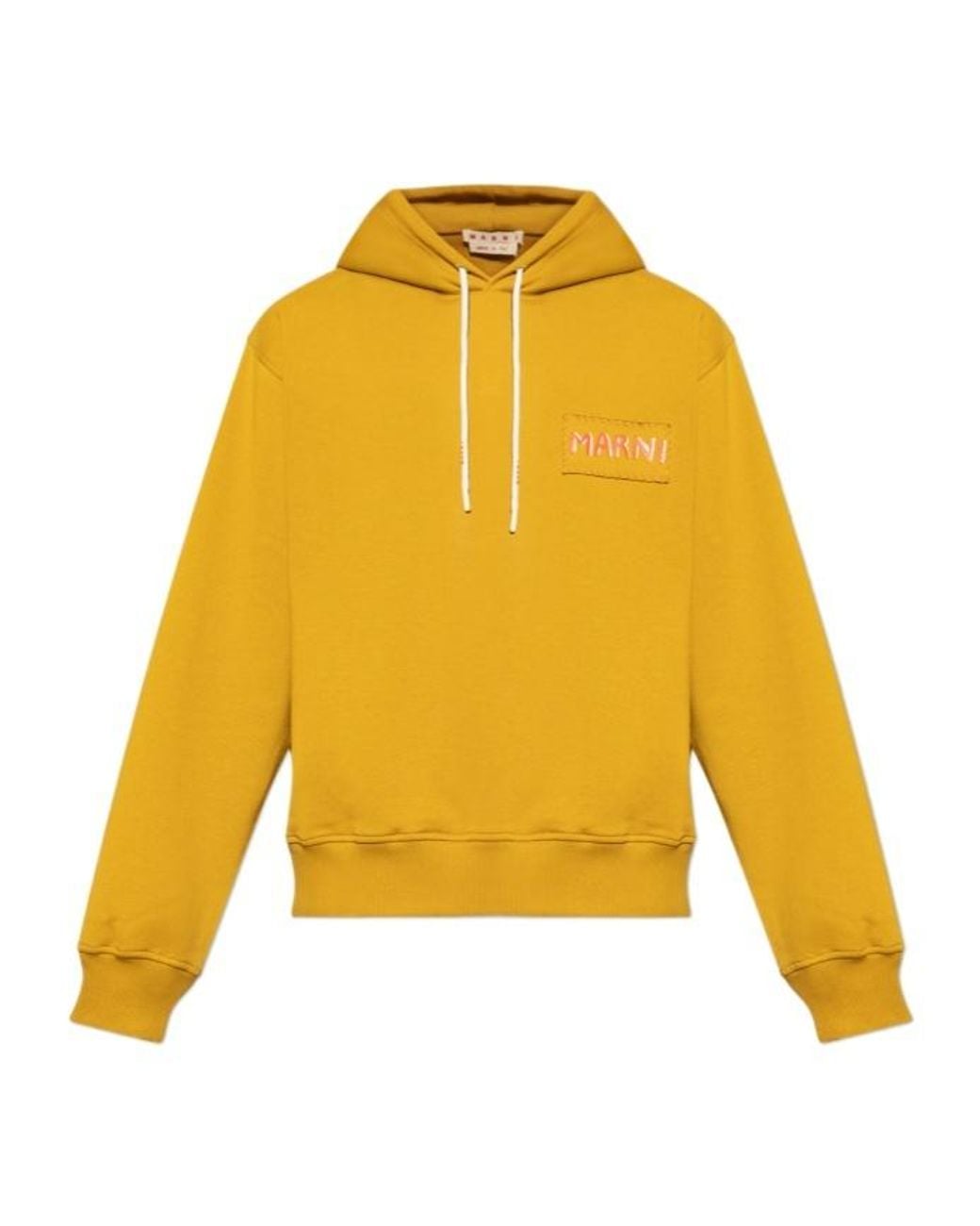 Marni Yellow Logo-Patch Drawstring Hoodie for men
