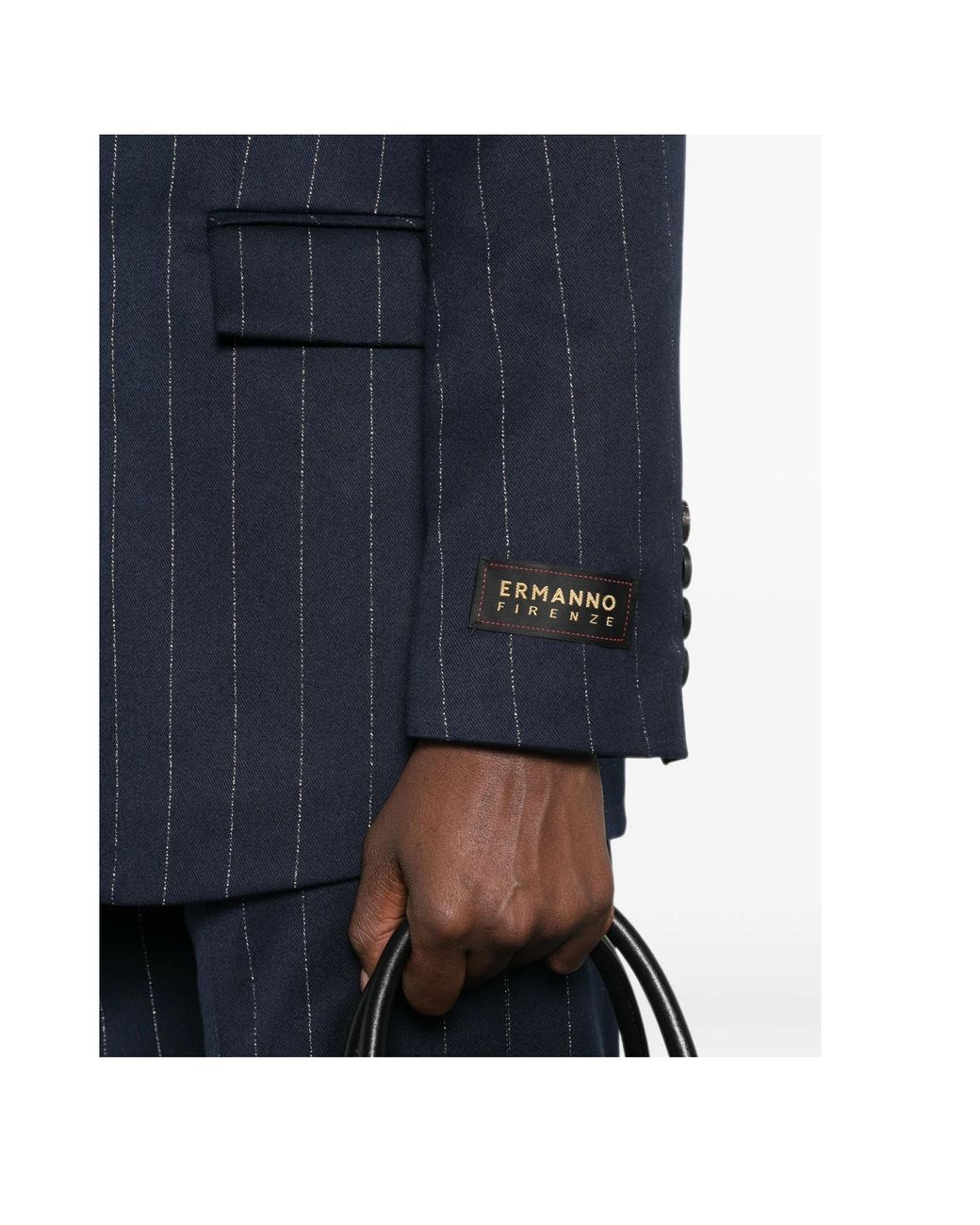 ERMANNO FIRENZE Blue Pinstriped Double-Breasted Blazer