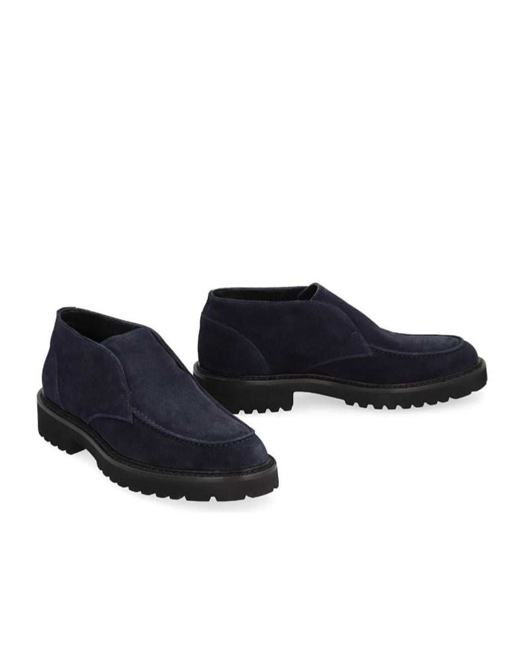 Doucal's Blue Almond Toe Slip-On Loafers for men