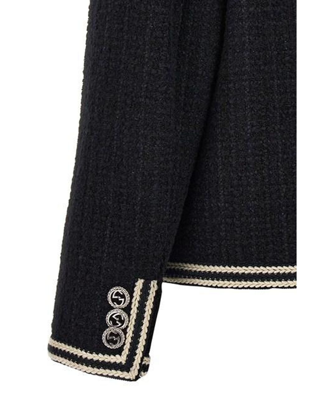 Gucci Black Interlocking G Tweed Jacket