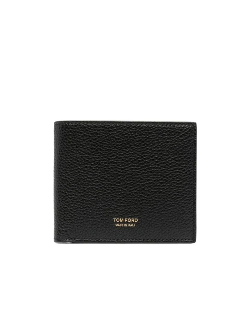 Tom Ford Black Logo Bifold Leather Wallet for men