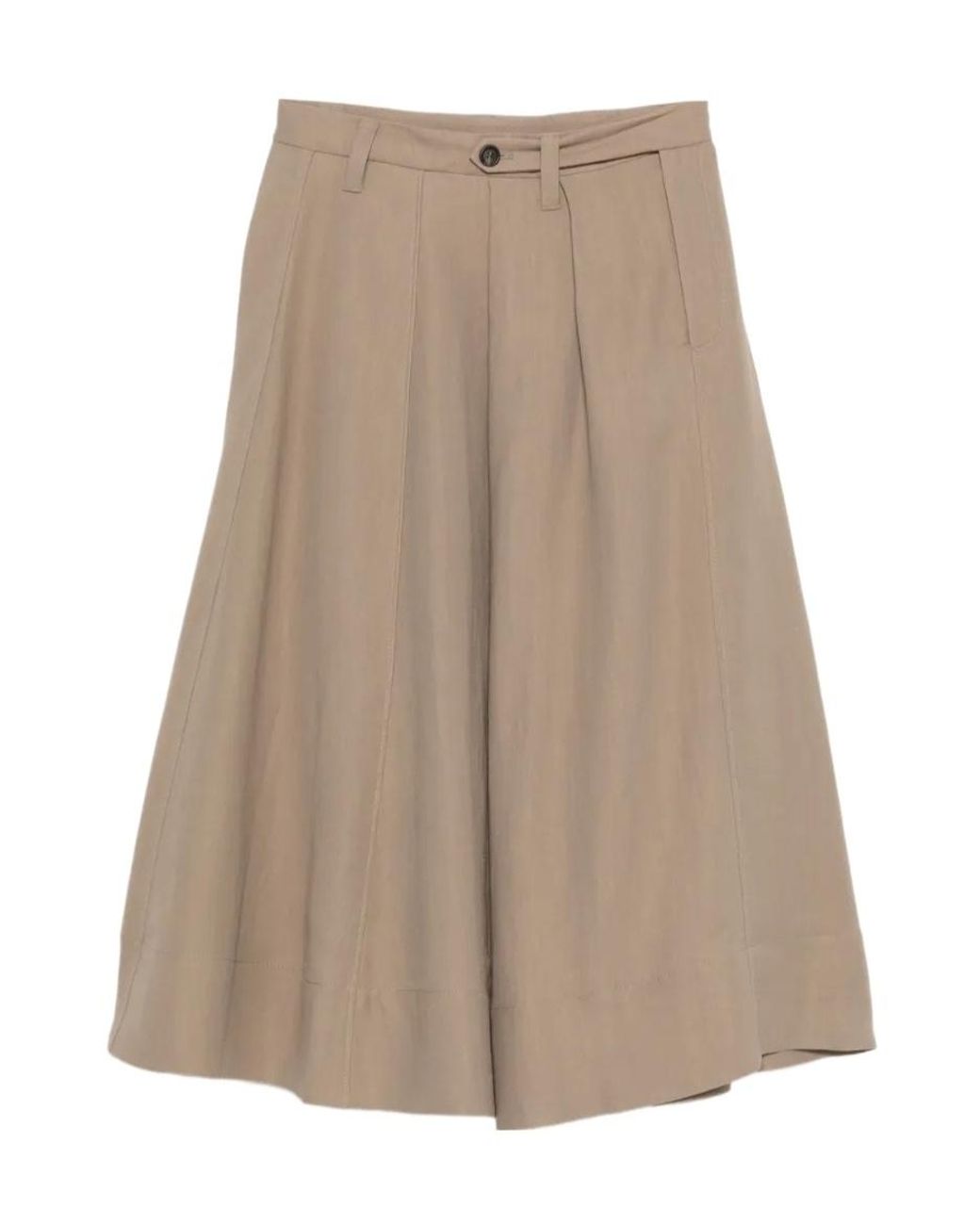 Brunello Cucinelli Natural Button-Embellished Skirt