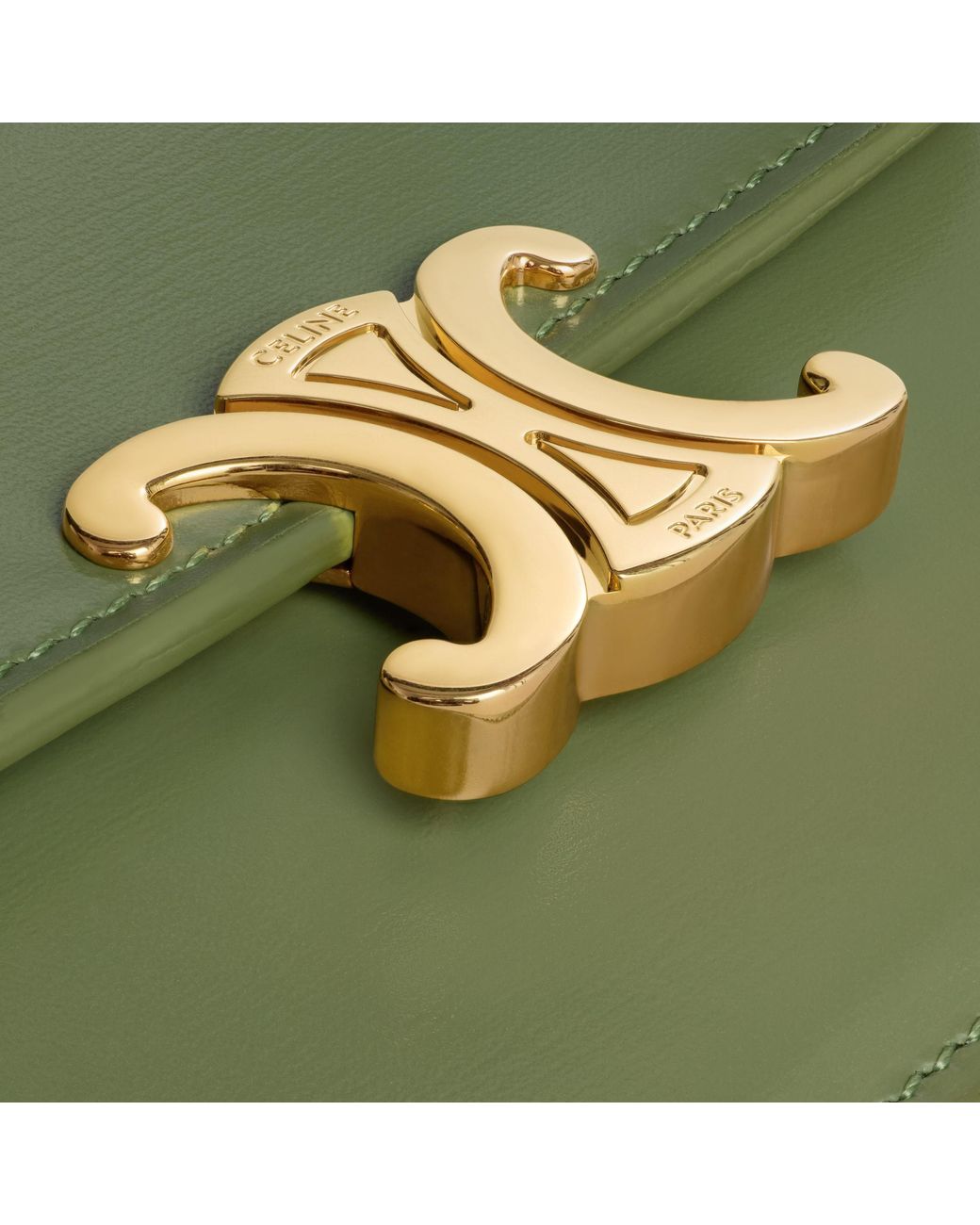 Céline Green Long Card Holder With Flap Triomphe