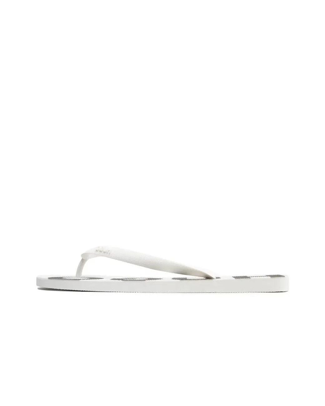 Boss White Round-Toe Flat Sandals for men