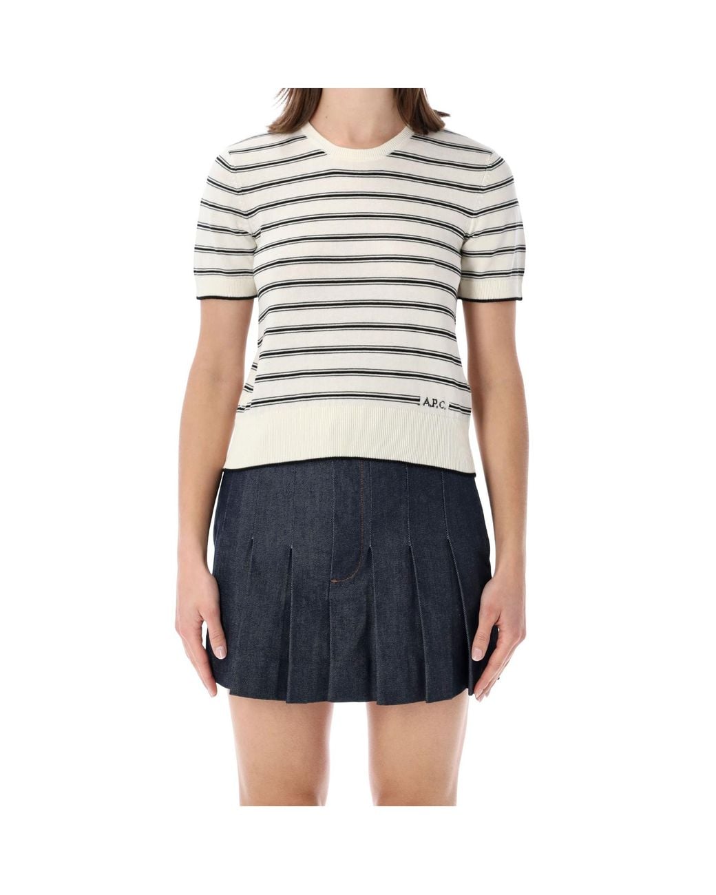A.P.C. Brown Striped Ribbed Top