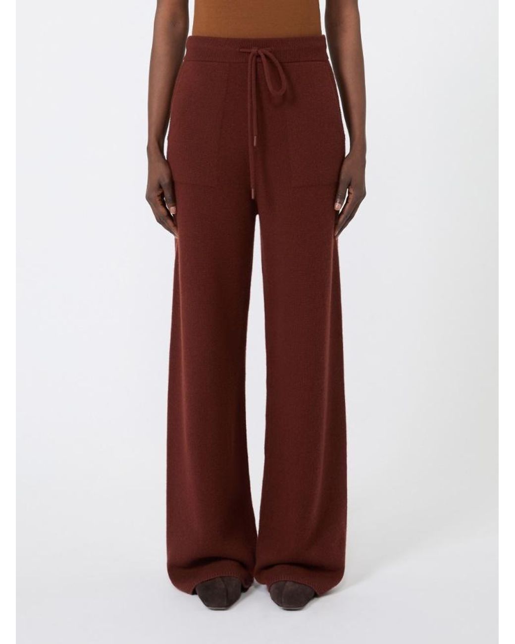Max Mara Brown Wide-Leg Knitted Trousers