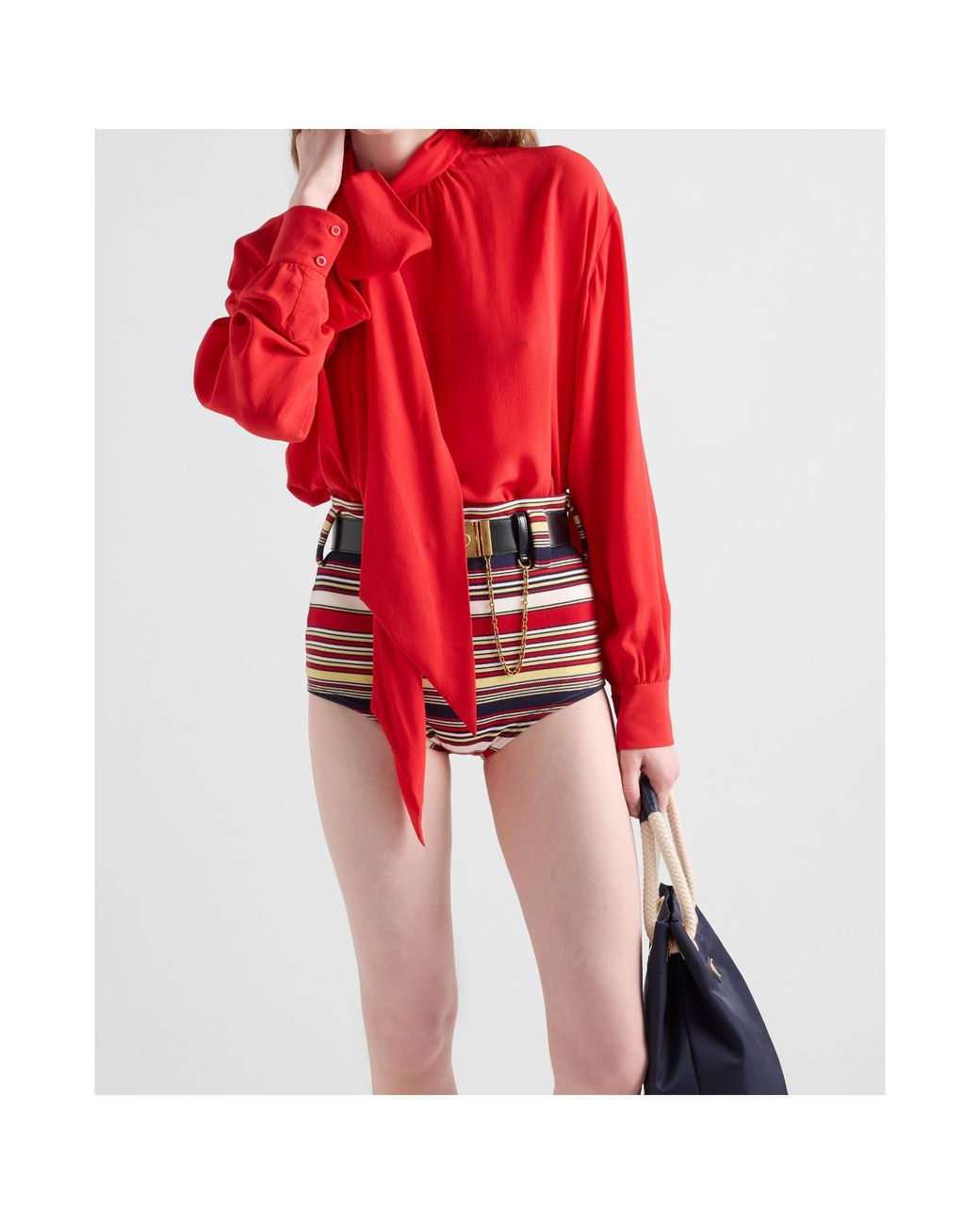 Prada Red Silk Blouse Top