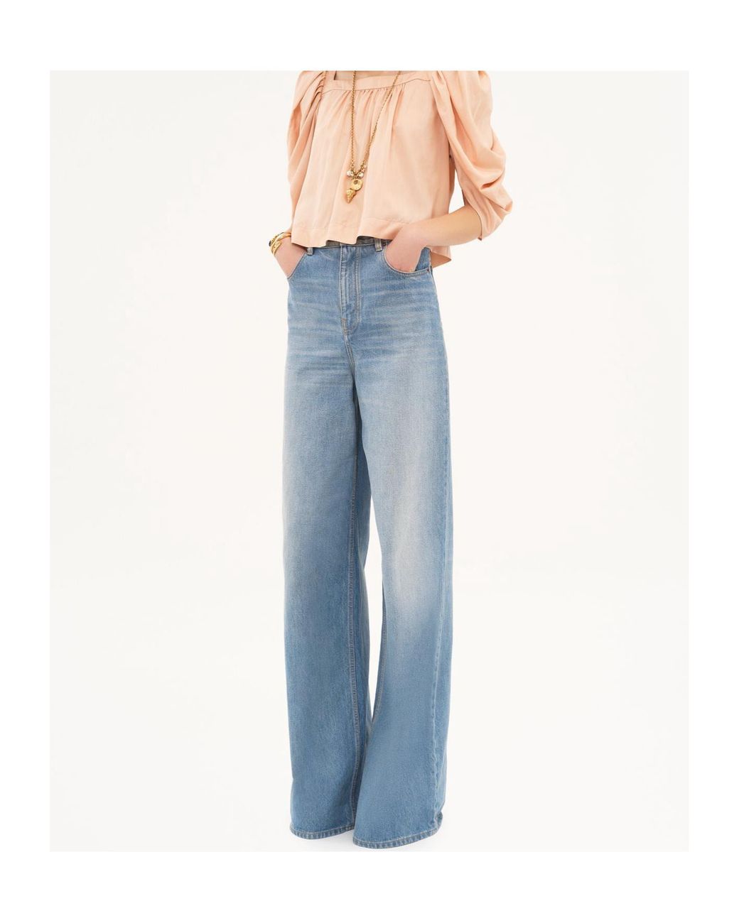 Chloé Blue Chloé High Waisted Wide-Leg Jeans