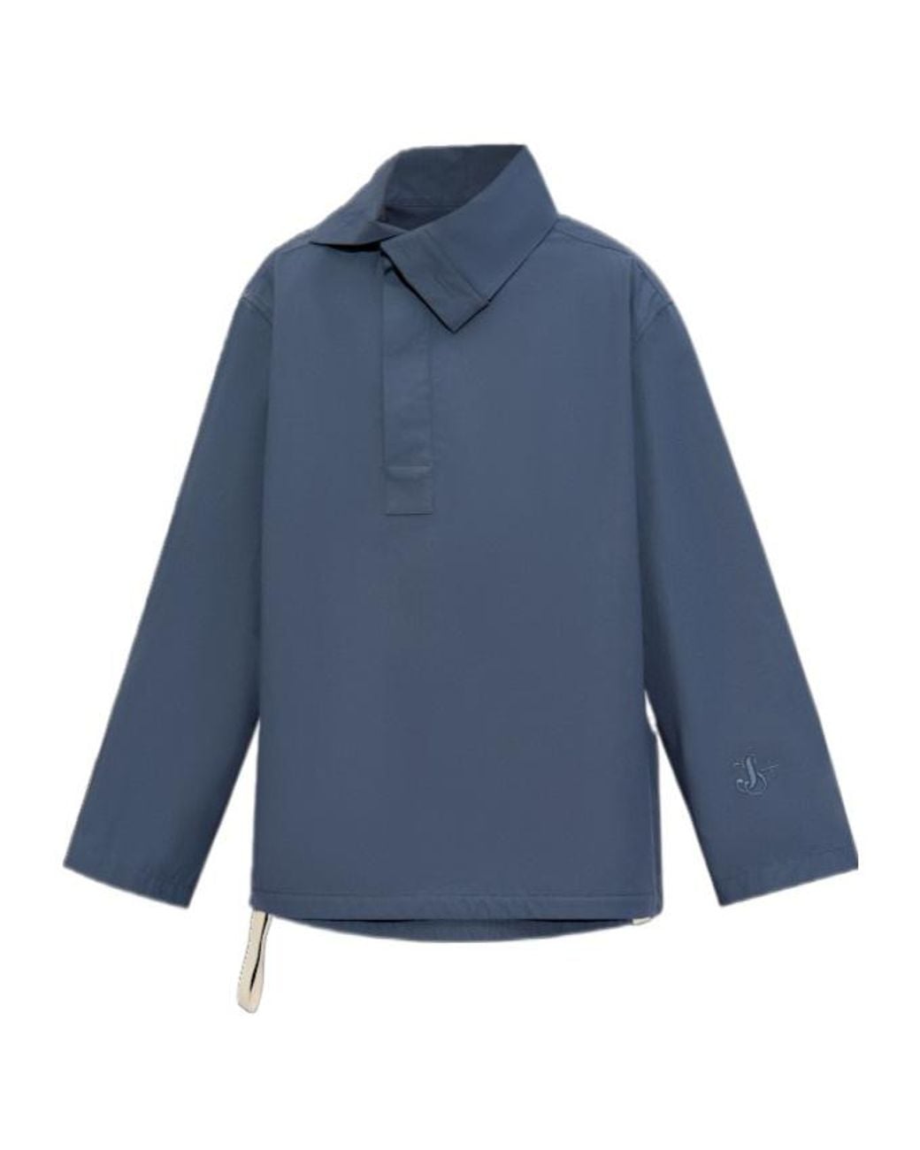 Jil Sander Blue Logo Embroidered Shirt
