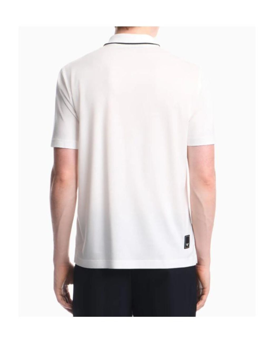 Emporio Armani White Short-Sleeved Collared Polo Shirt for men