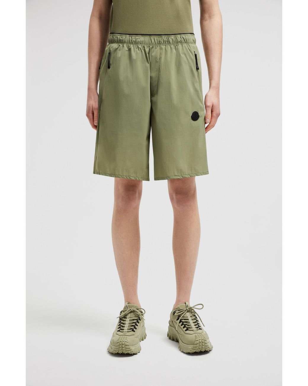Moncler Green Logo Patch Shorts for men