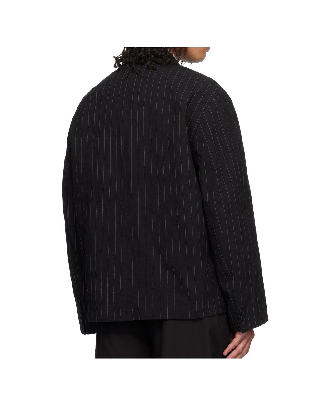 Studio Nicholson Black Plain-Woven Cotton- And Linen-Blend Blazer for men