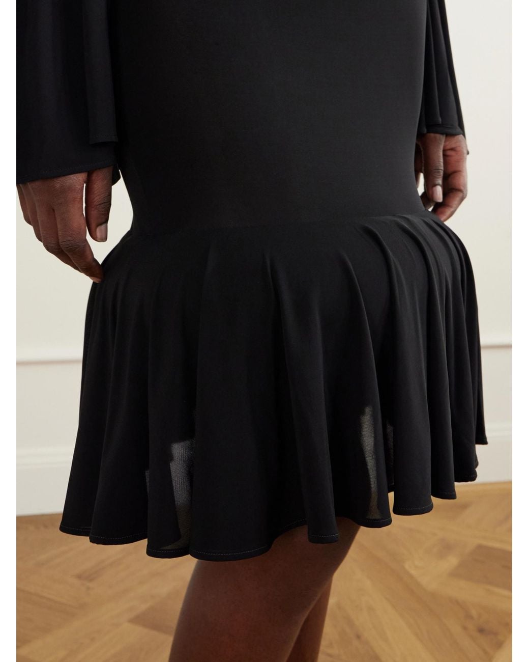Jean Paul Gaultier Black Gathered Knee-Length Skirt