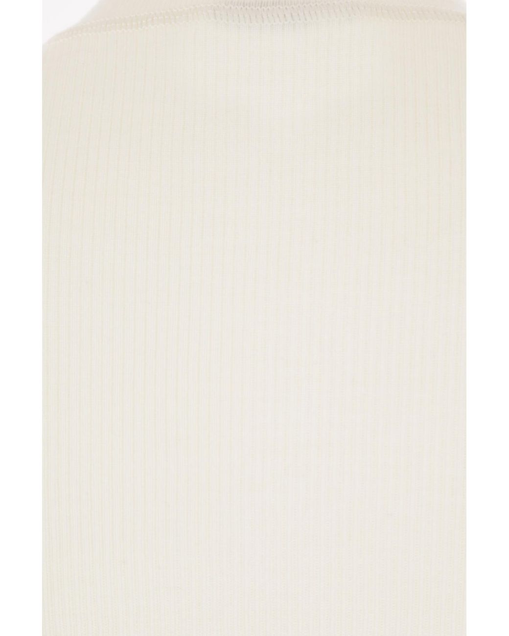 Bottega Veneta White Ribbed High Neck Sweater