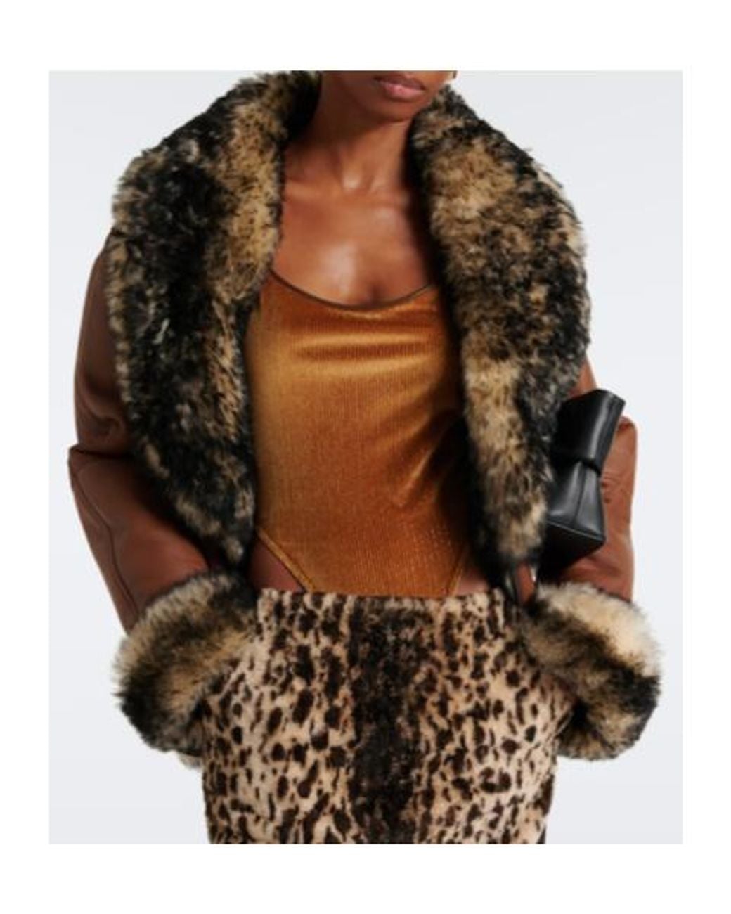 JACQUES WEI Brown Leather Long Sleeve Jacket
