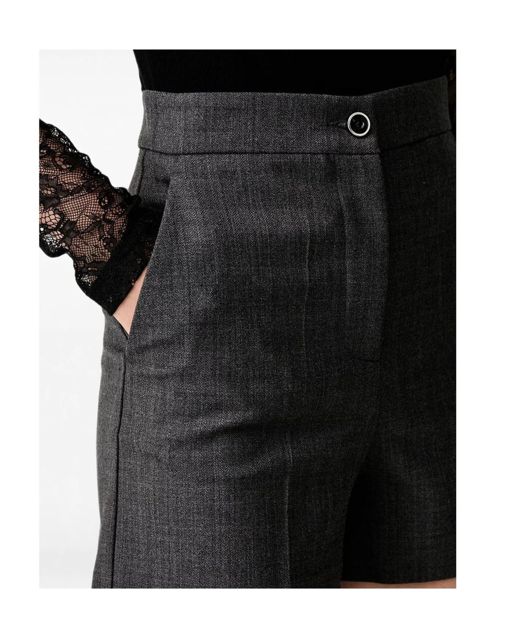 Pinko Blue Herringbone-Pattern Tailored Shorts