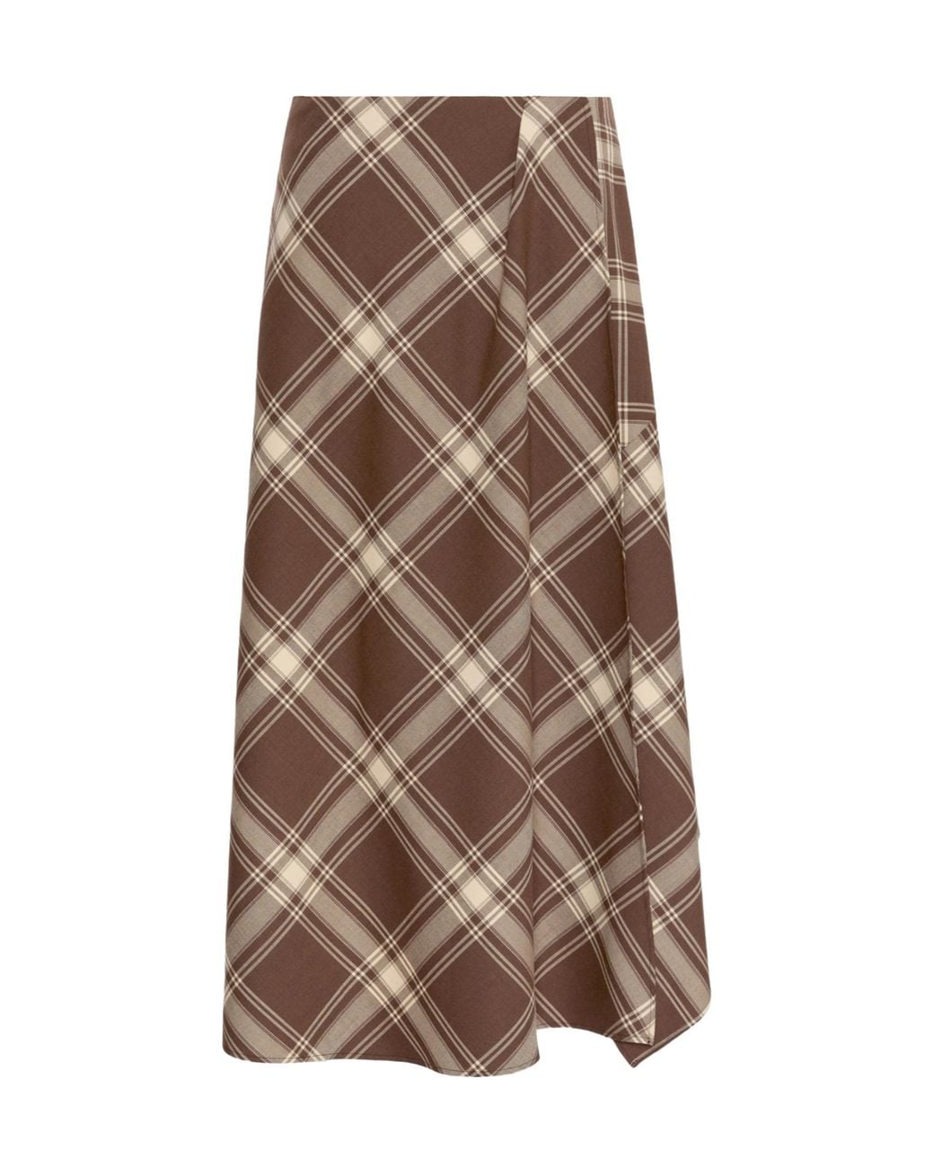 Weekend by Maxmara Brown Lanoso Checked Long Wrap Skirt