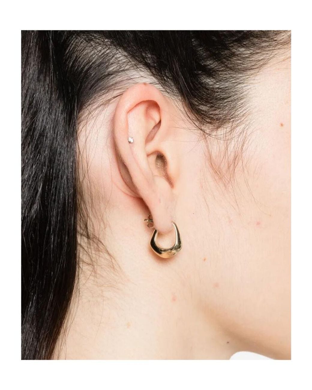 Lemaire White Mini Drop Hoop Earring