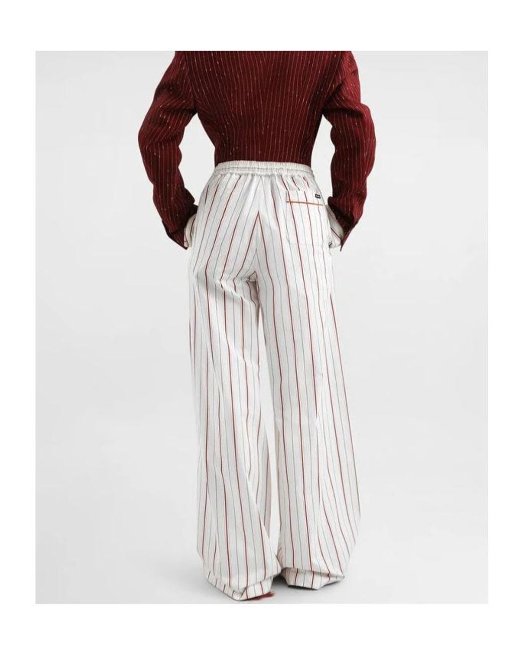 Dolce & Gabbana White Striped Wide-Leg Pants