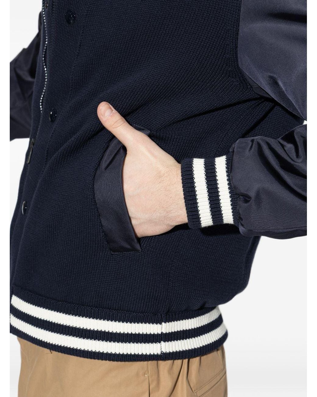 Moncler Blue Panelled Zip-Up Cardigan for men