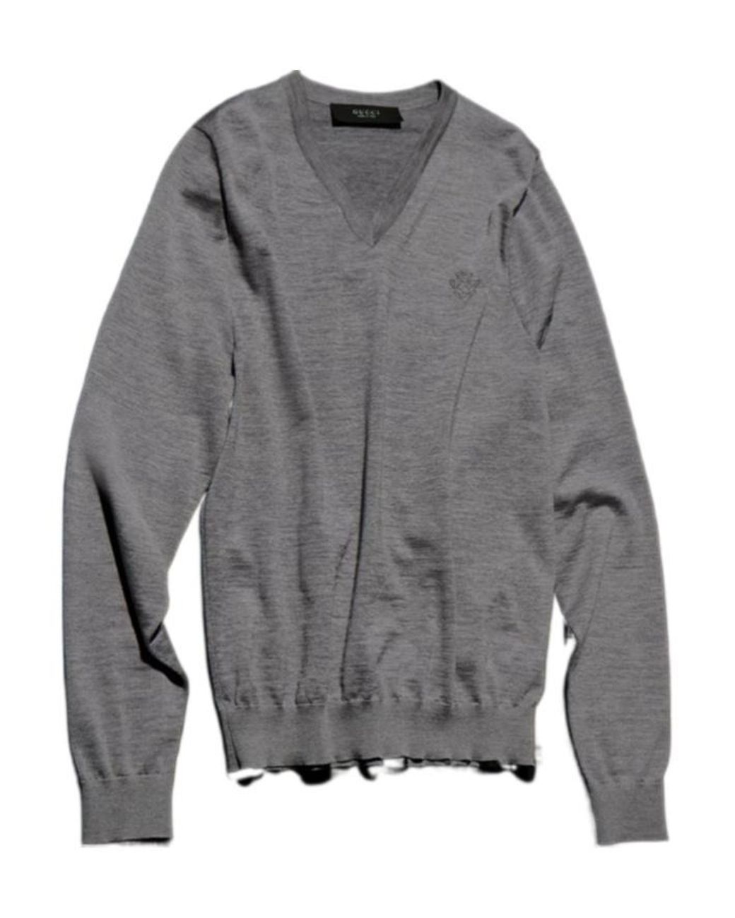 Gucci Gray V-Neck Knitted Sweater