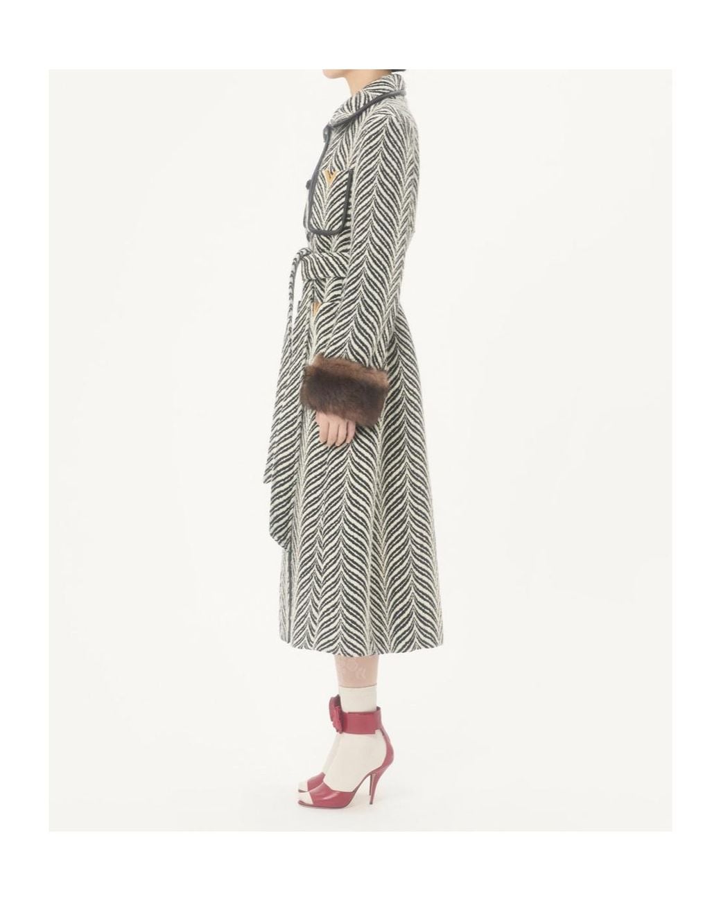 Valentino Gray Printed Single-Breasted Coat