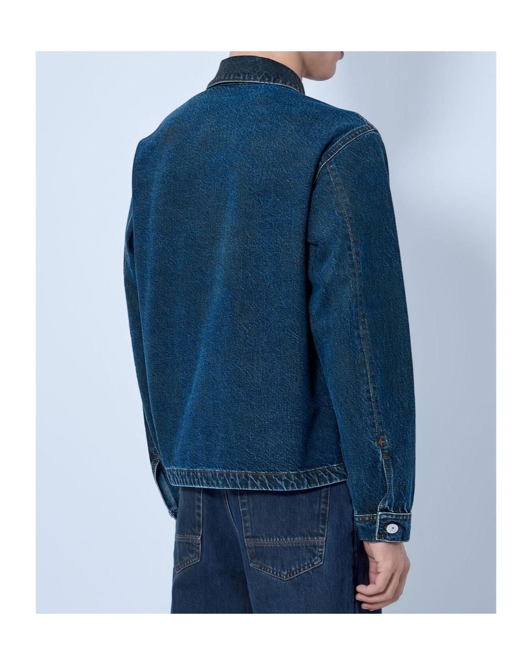 Stone Island Blue Logo Patch Denim Jacket for men