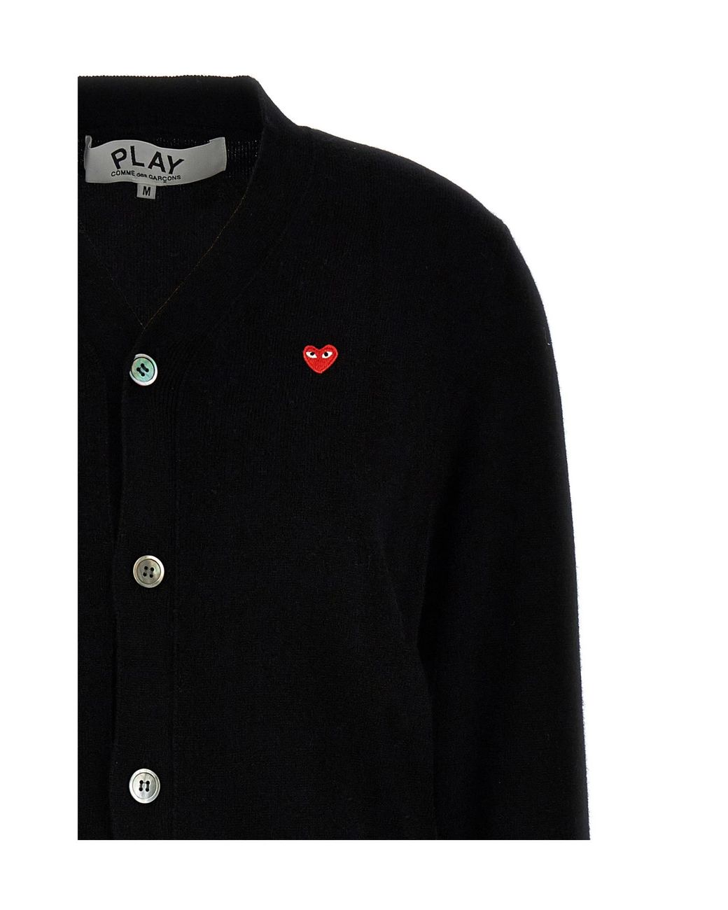 COMME DES GARÇONS PLAY Black Button-Closure Wool Cardigan With Logo Patch