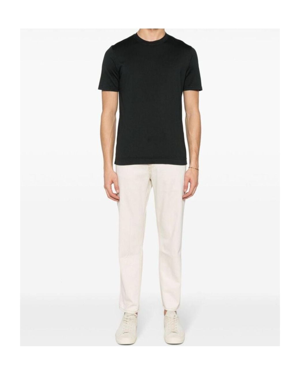 Fedeli Black Short-Sleeved Crewneck T-Shirt for men