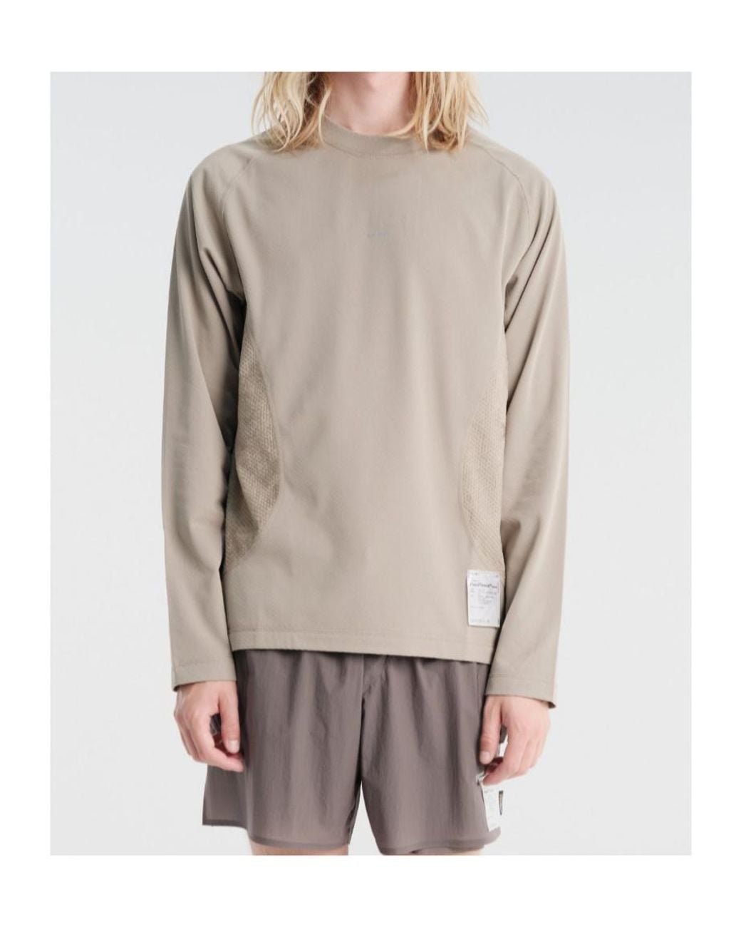 Satisfy Natural Mesh Panel Long Sleeve T-Shirt for men