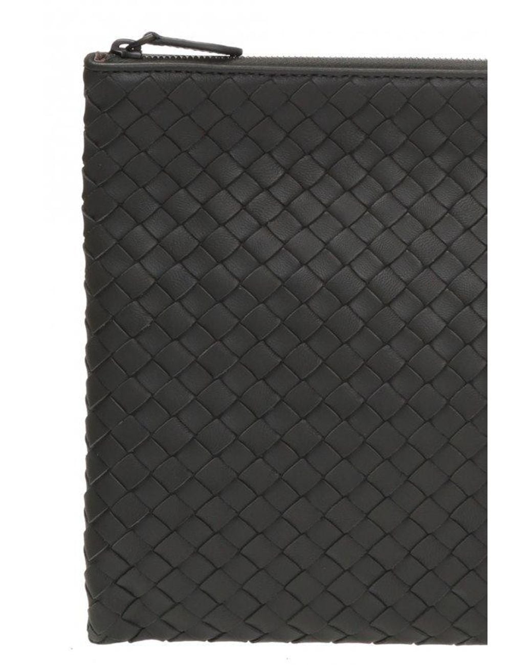 Bottega Veneta Gray Intrecciato Weave Clutch Bag