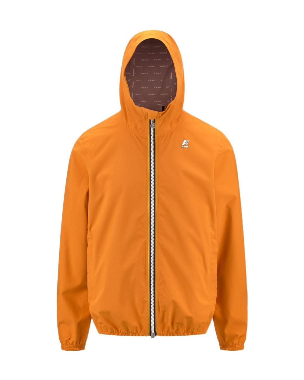K-Way Orange Logo Printed Hooded Zipped Jacket for men