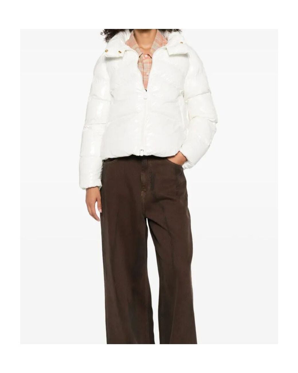 Pinko White Long-Sleeved Zip-Up Down Jacket