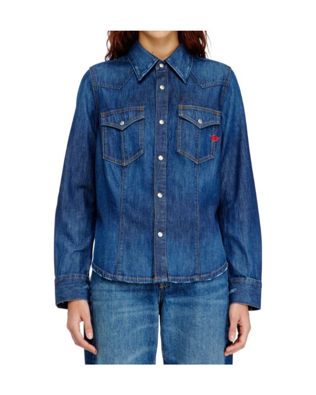 DIESEL Blue De-Waves Western Denim Shirt