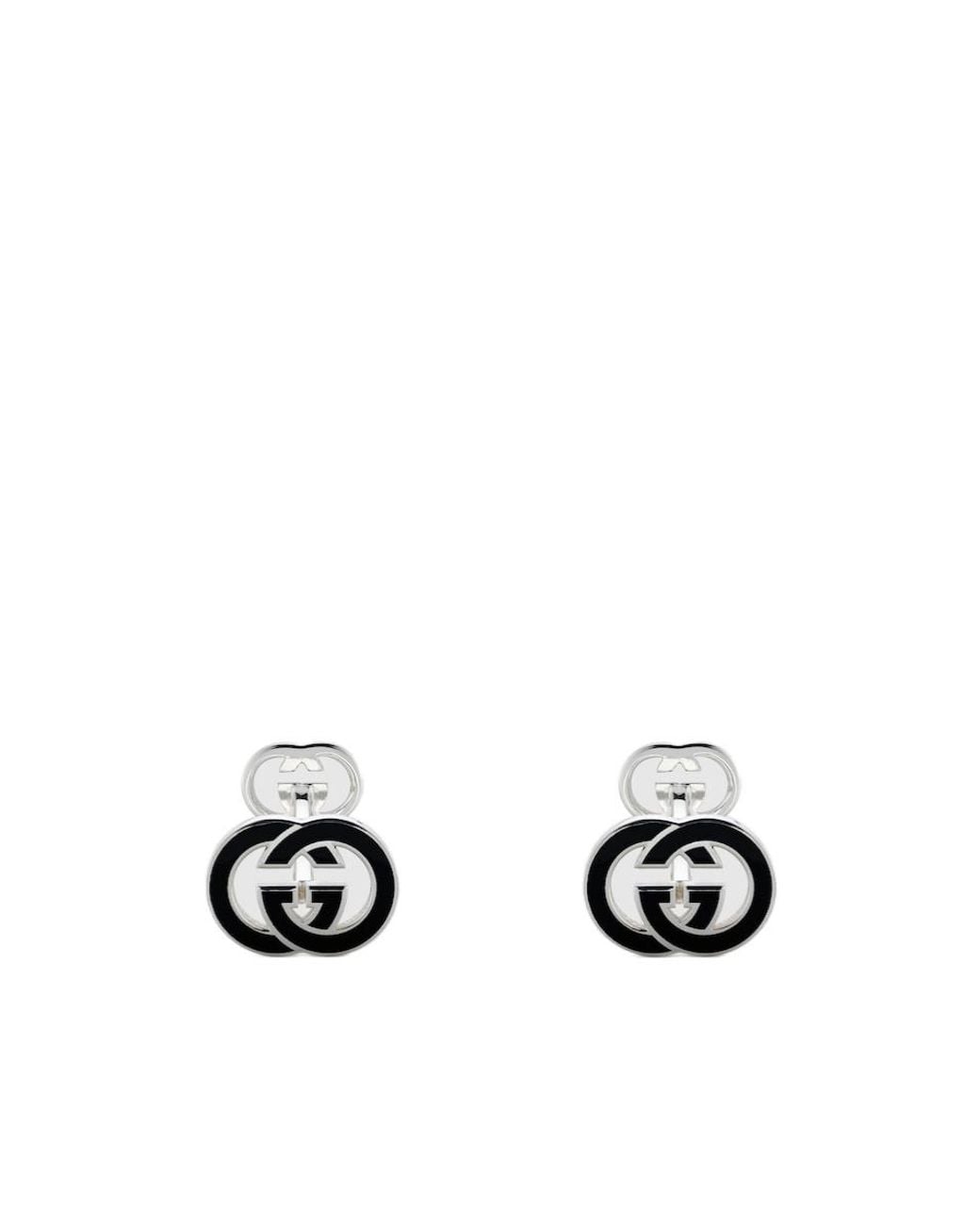 Gucci White Interlocking Enamel Cufflinks