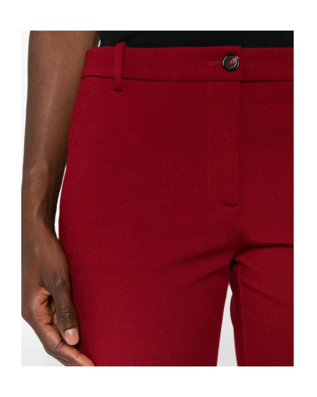 Pinko Red Belt-Loop Buttoned Trousers