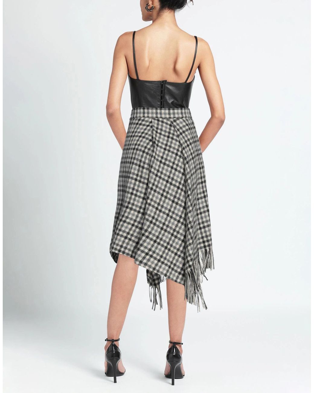 Brunello Cucinelli White Lead Midi Skirt Virgin Wool