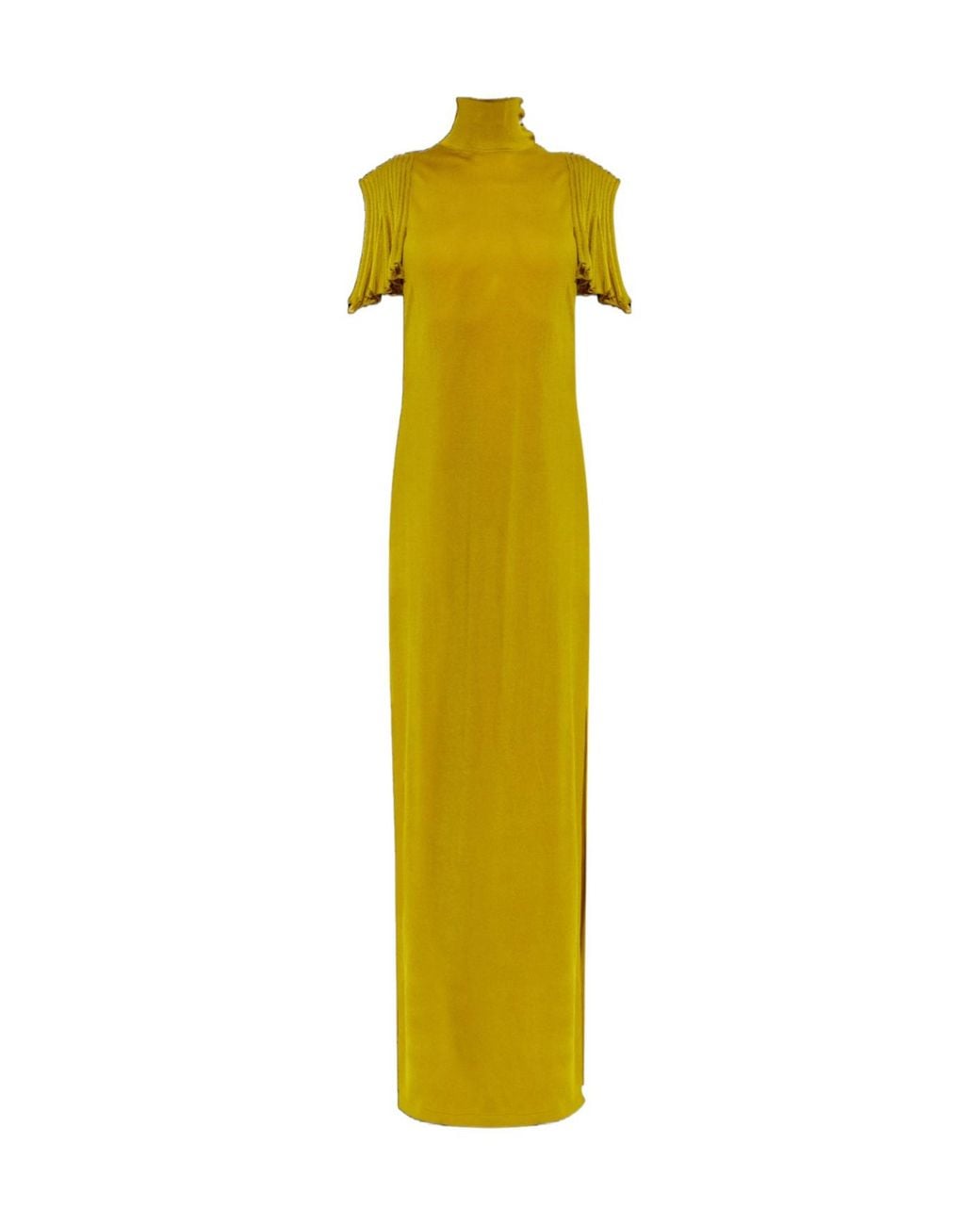 Alaïa Yellow Alaïa Pleated-Sleeve Maxi Dress