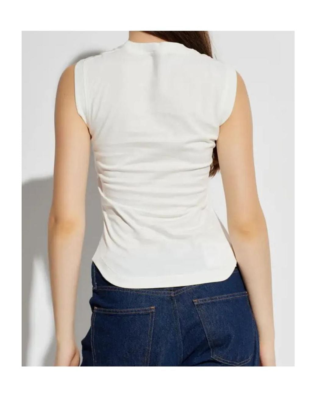 The Attico White The Logo Embroidered Top