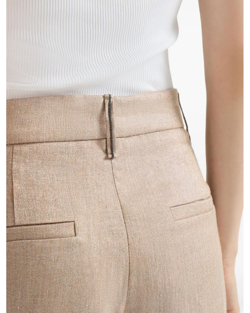 Brunello Cucinelli Natural Loose Pleated Trousers